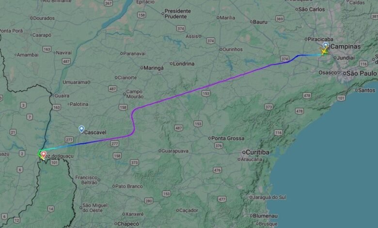 Foto: Reprodução/Flightradar 24