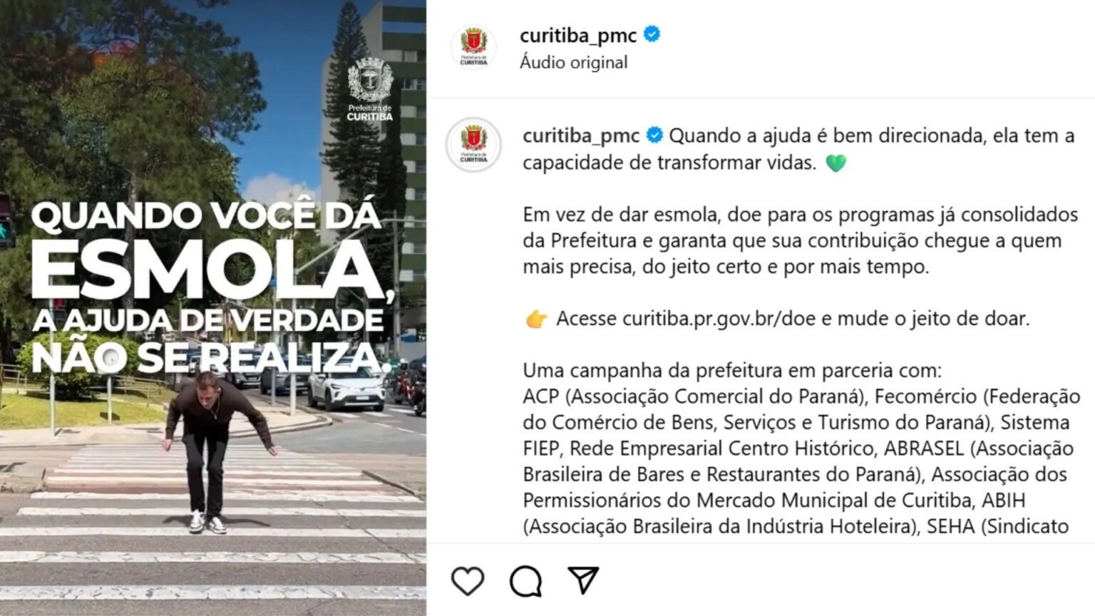 Campanha da Prefeitura de Curitiba gera polêmica após vídeo