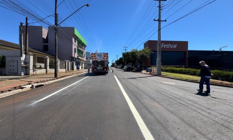 Pintura da sinalização é realizada