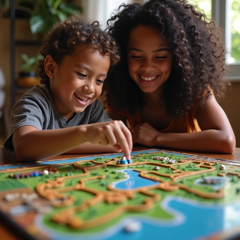 Adultos jogando jogo de tabuleiro, representando uma opção clássica de entretenimento.