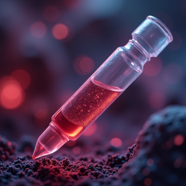 Ampola de antitoxina com fundo de veneno de cobra, um exemplo de imunização passiva.