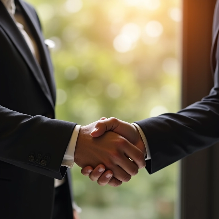 Aperto de mão entre cliente e assistente técnico.