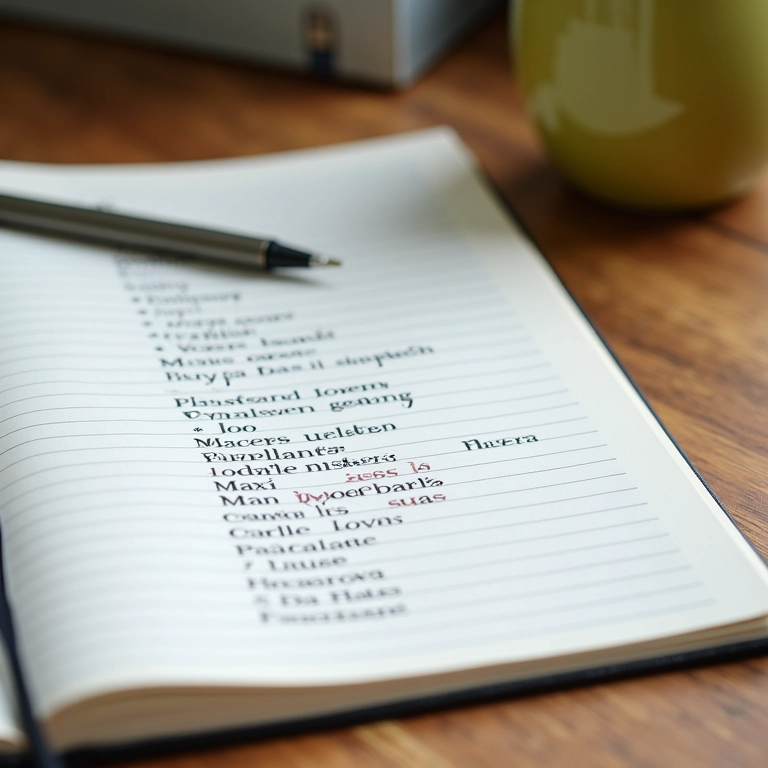 Caderno com palavras sublinhadas contendo encontros consonantais, em um escritório charmoso.