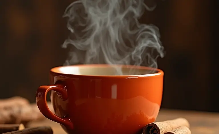 Canjica cremosa com canela em um dia ensolarado.