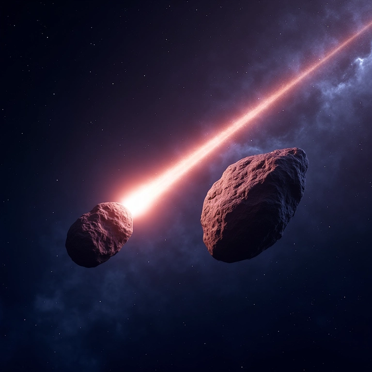Qual A Diferença De Cometa Para Asteroide? Comparação visual entre cometa e asteroide, destacando suas diferenças em um fundo estelar.