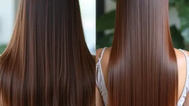 Comparação visual entre os resultados da Plástica dos Fios e da Progressiva em diferentes tipos de cabelo.