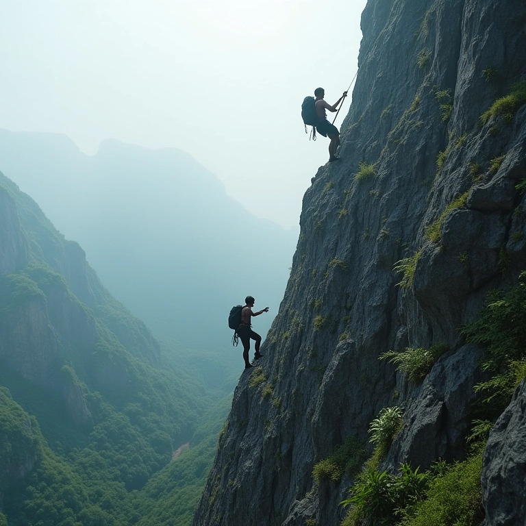 Qual A Diferença Entre Persistir E Insistir? Comparação visual entre persistir e insistir, com um alpinista determinado e outro desistindo.