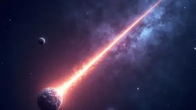 Comparação visual entre um asteroide, cometa e meteoro no espaço.