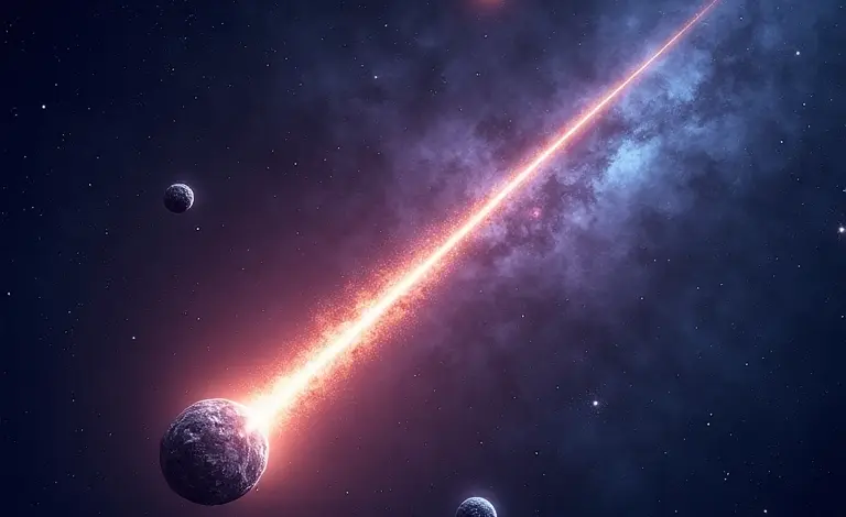 Comparação visual entre um asteroide, cometa e meteoro no espaço.