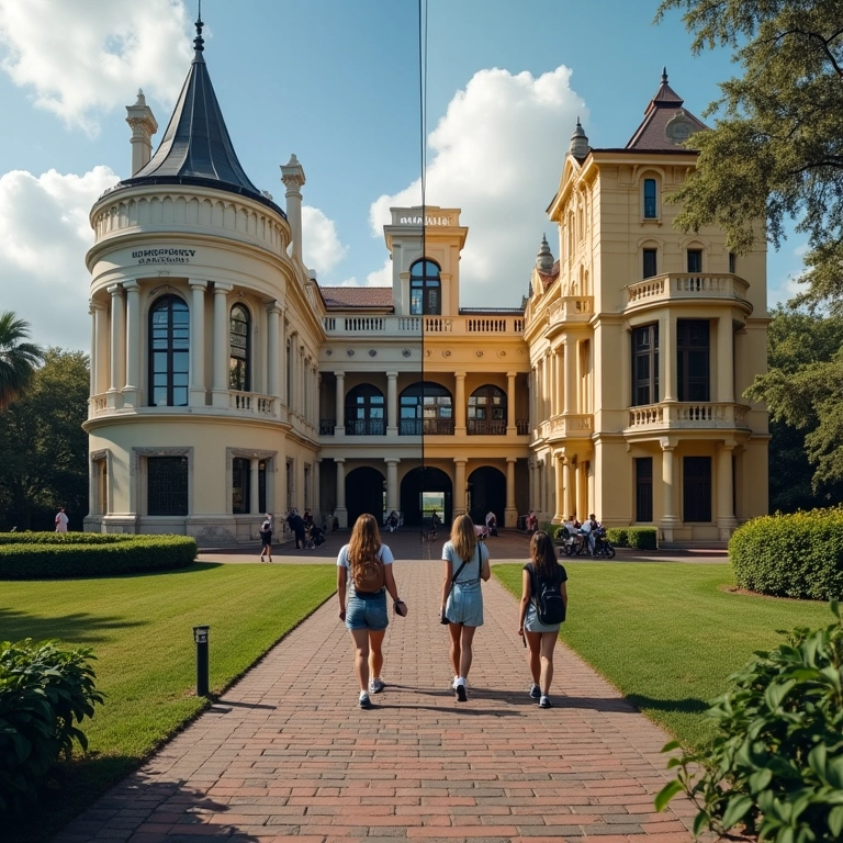 Comparativo entre faculdade e universidade no Brasil.