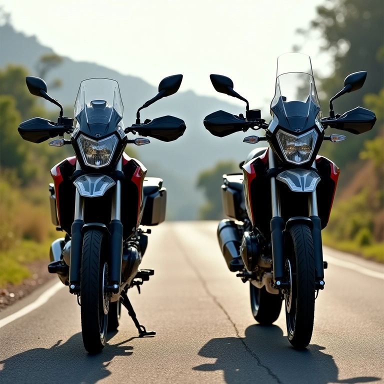 Qual A Diferença Da Xre Rally E Adventure? Comparativo visual entre os modelos XRE 300 Rally e Adventure em uma estrada brasileira.