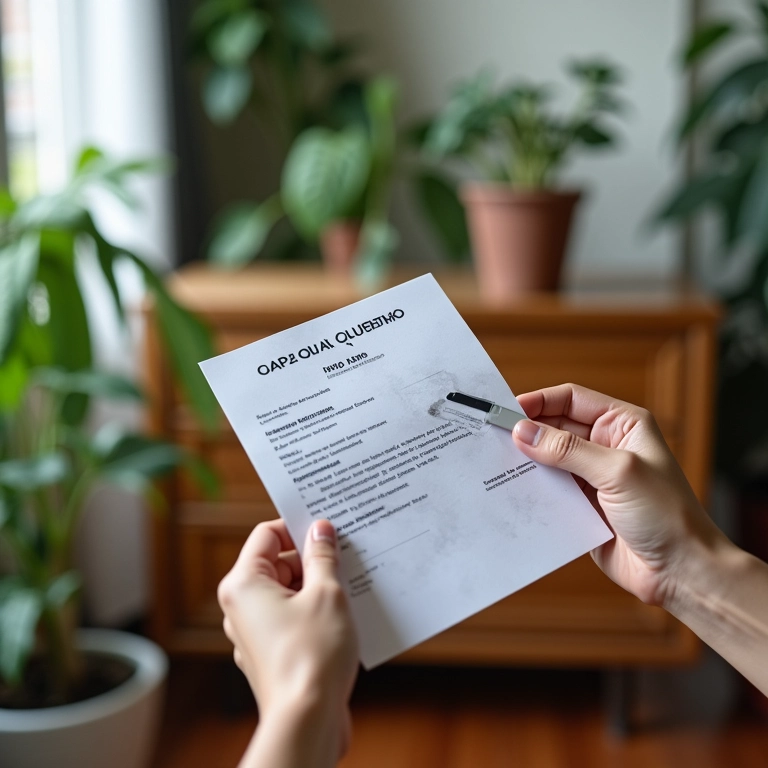 Documentos e cartão Itaú em mãos, em ambiente aconchegante.