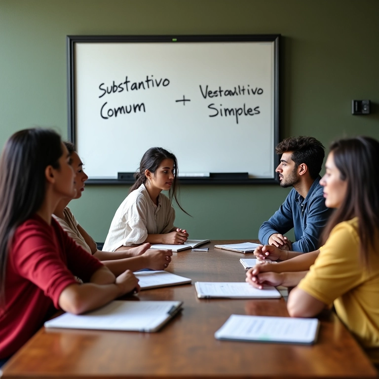 Qual A Diferença Entre Substantivo Comum E Simples? Grupo de brasileiros discutindo sobre substantivos comuns e simples.