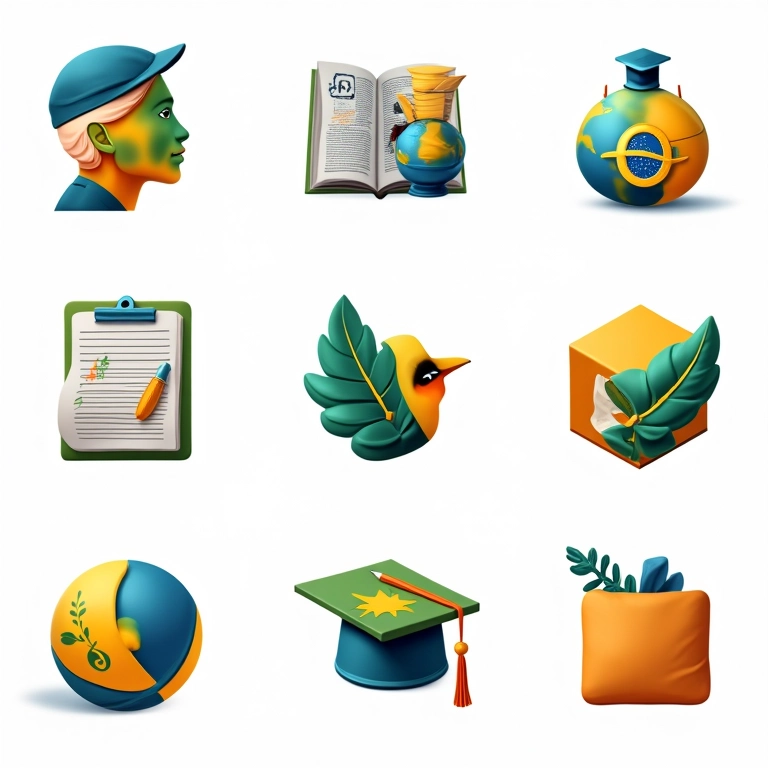 Ícones representando os diferentes tipos de cursos superiores.