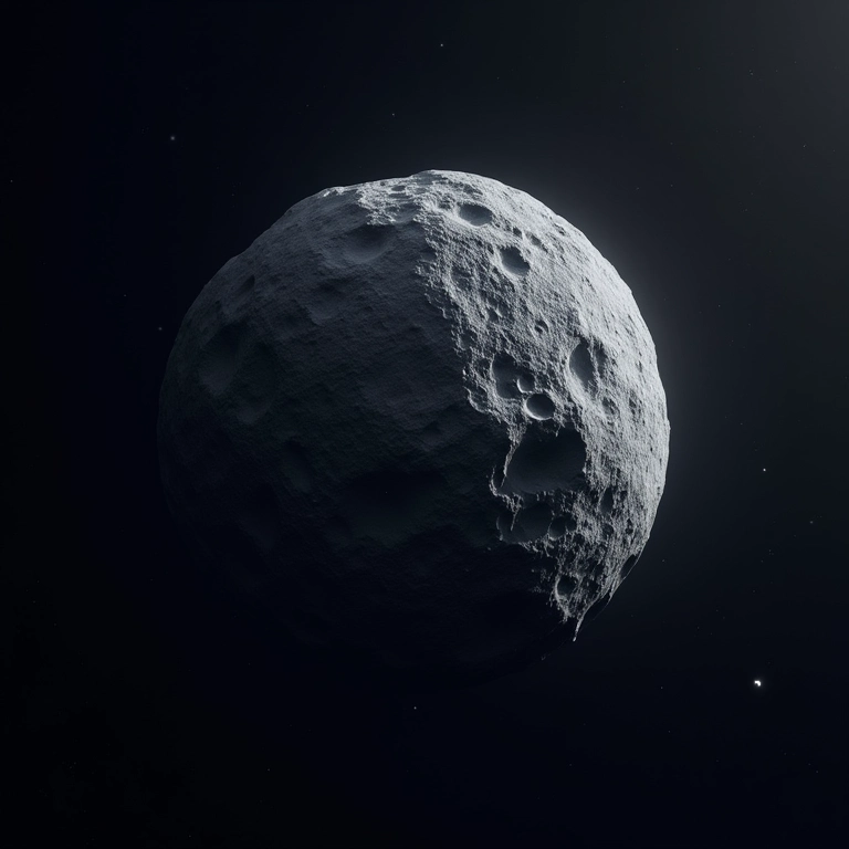 Ilustração comparativa do tamanho entre um cometa e um asteroide no espaço.