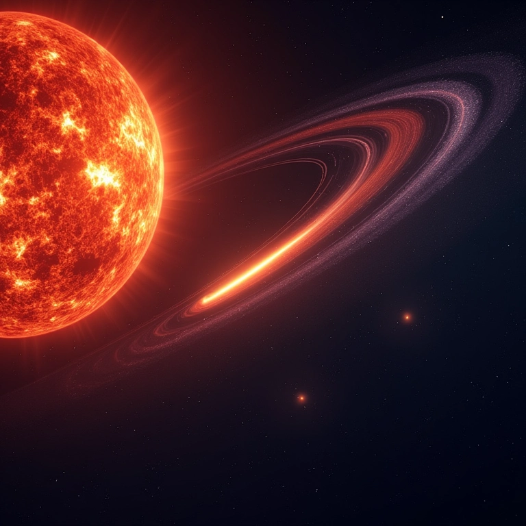 Ilustração da órbita excêntrica de um cometa ao redor do Sol.