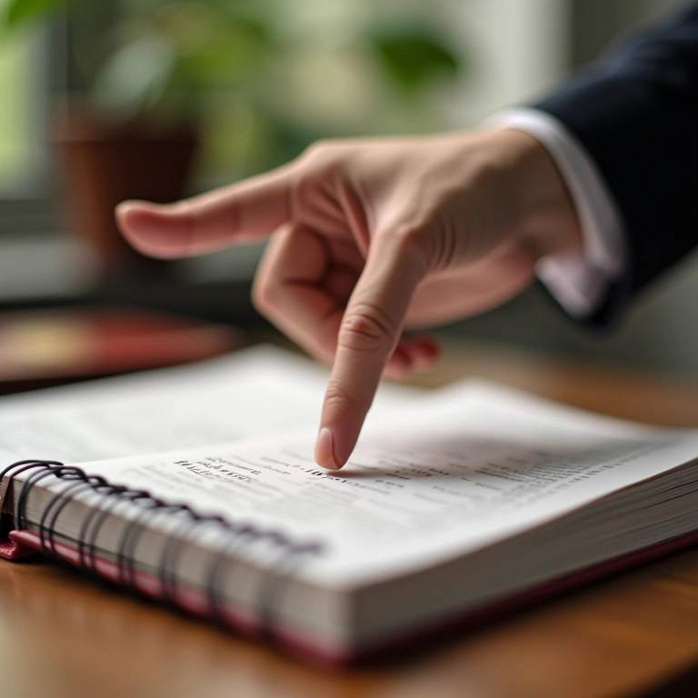 Mão apontando para número da norma ABNT em livro.