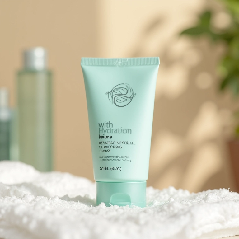 Máscara de hidratação da Keune em ambiente de spa.