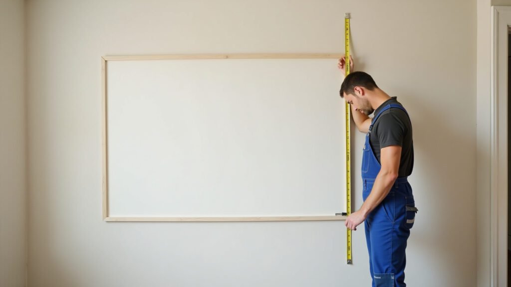 Medindo parede para instalar painel de TV.