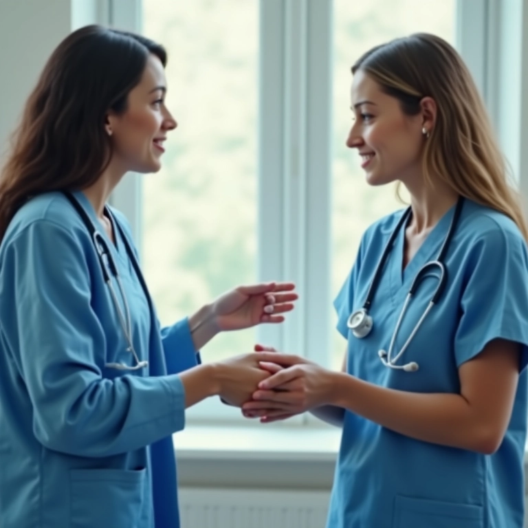 Médicos entregando atestado e laudo para pacientes.