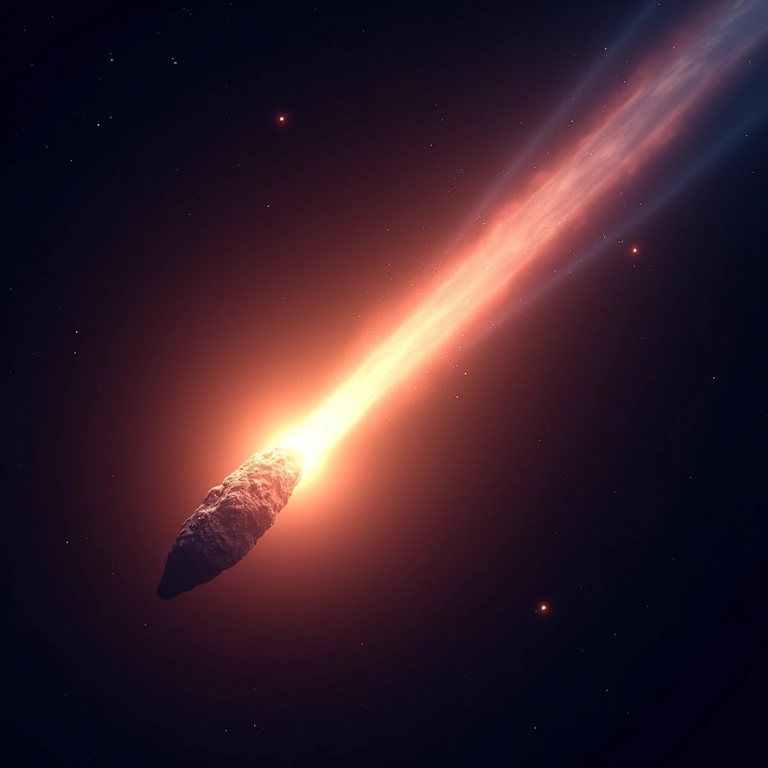 Meteoroide criando um rastro de luz ao entrar na atmosfera terrestre.