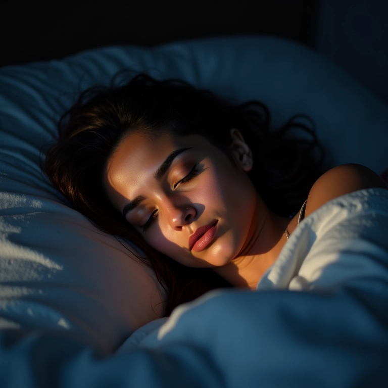 Como Fazer Uma Pessoa Sonhar Comigo Mulher jovem sonhando, luz suave da lua, atmosfera onírica.