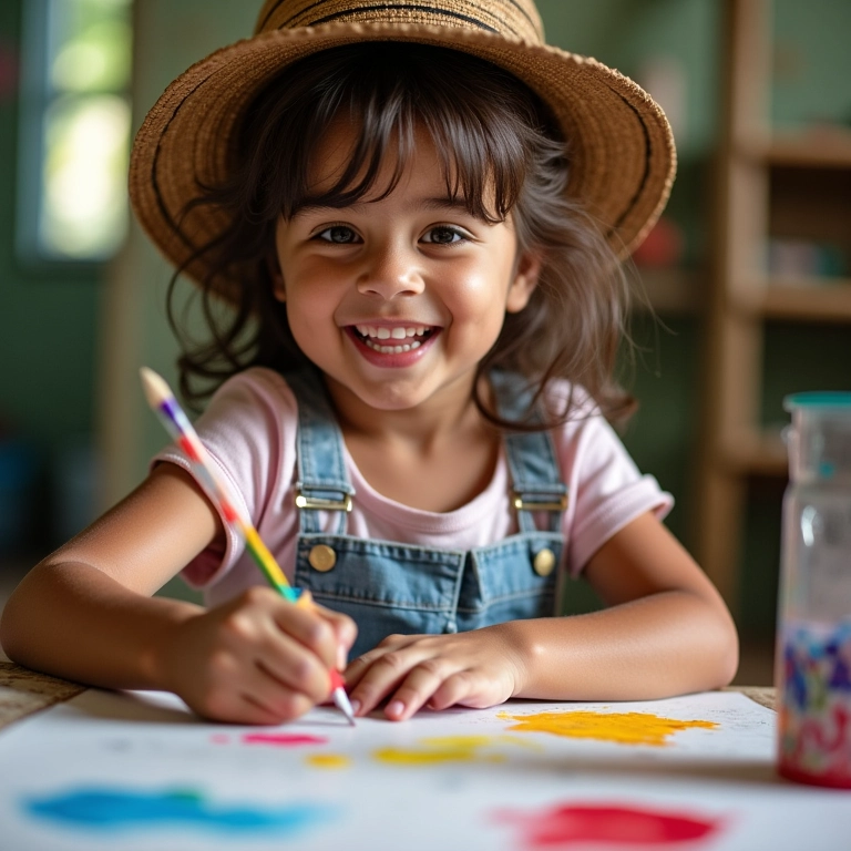 Mulher pintando com aquarela, expressando a importância da criatividade nas brincadeiras.