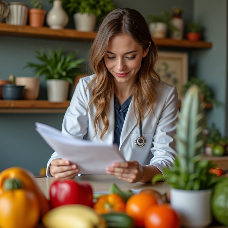 Nutricionista criando um plano alimentar personalizado para paciente.