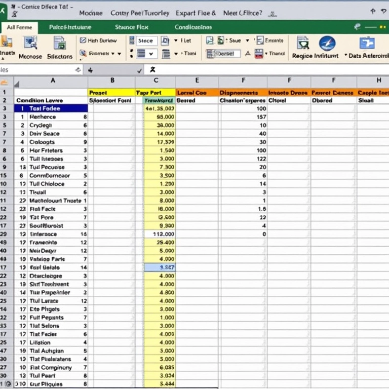 Planilha com formatação condicional destacando dados chave em cores vibrantes.