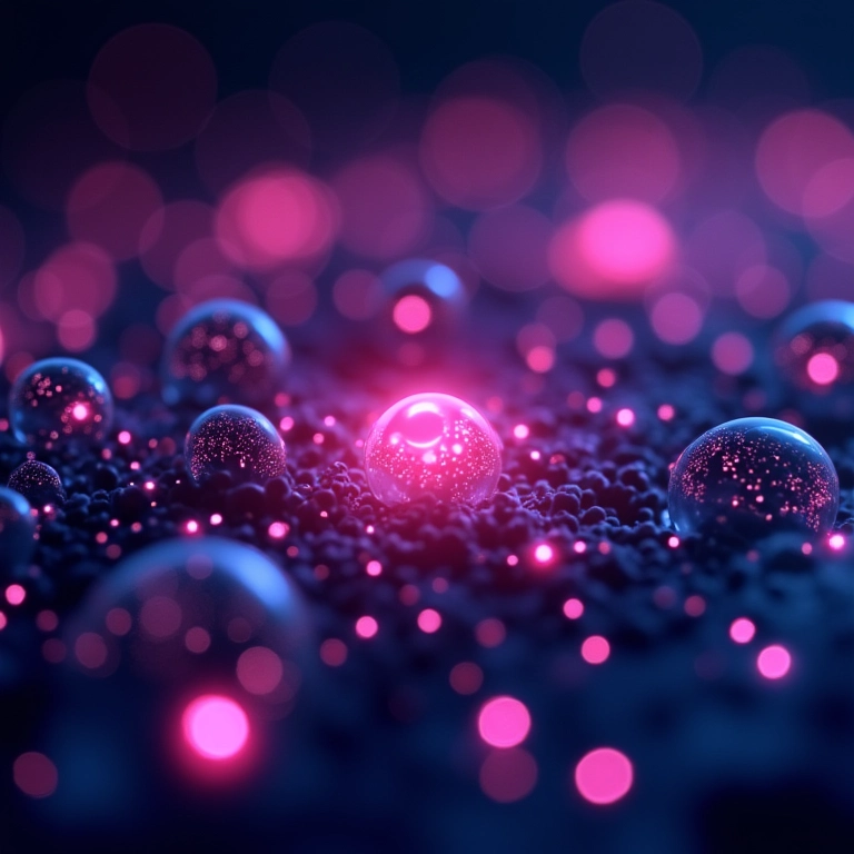 Pontos quânticos em tela QLED iluminados.