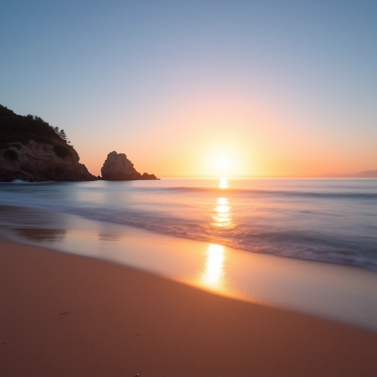 Praia de Cabo Branco em João Pessoa, com o sol nascendo no horizonte.