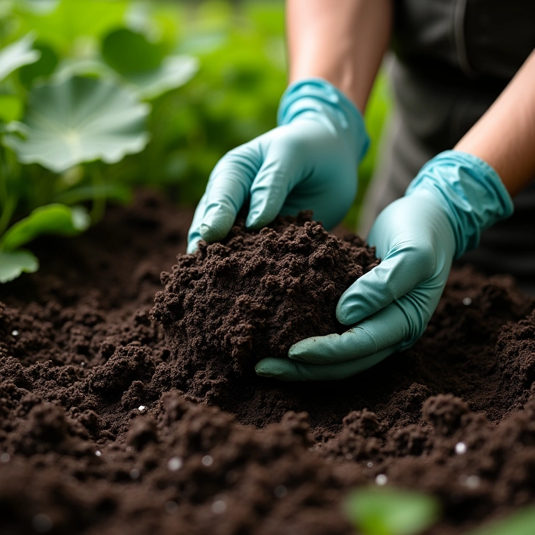 Preparando o substrato ideal para o plantio de abobrinhas em vasos.