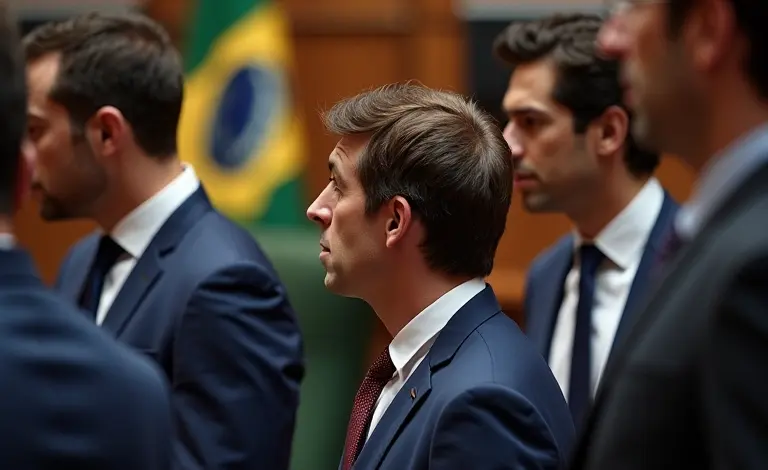 Representação visual de um debate acalorado no Congresso Nacional, simbolizando a investigação de CPIs e CPMIs.