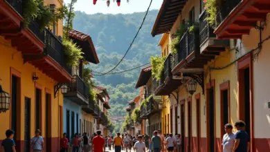 Rua colorida em Olinda com arquitetura colonial e pessoas aproveitando a cultura local.