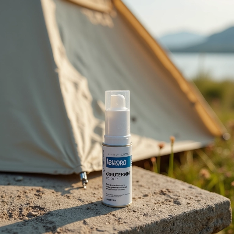 Spray impermeabilizante e kit de reparo para barraca de lona.