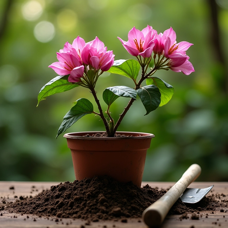 Transplante de primavera do vaso pequeno para um maior.