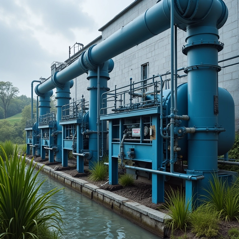 Tratamento de chorume e biogás em aterro sanitário.