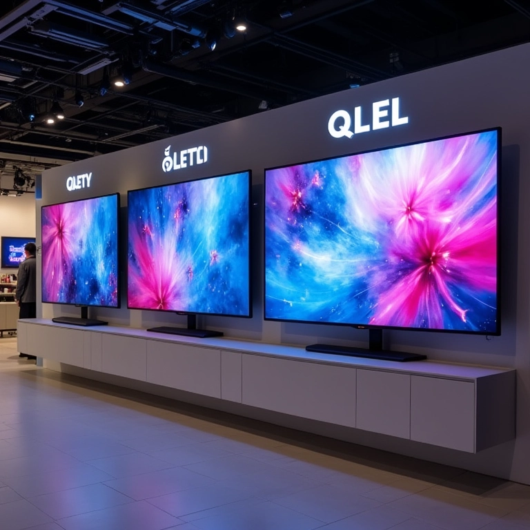 TVs QLED em loja de eletrônicos no Brasil.