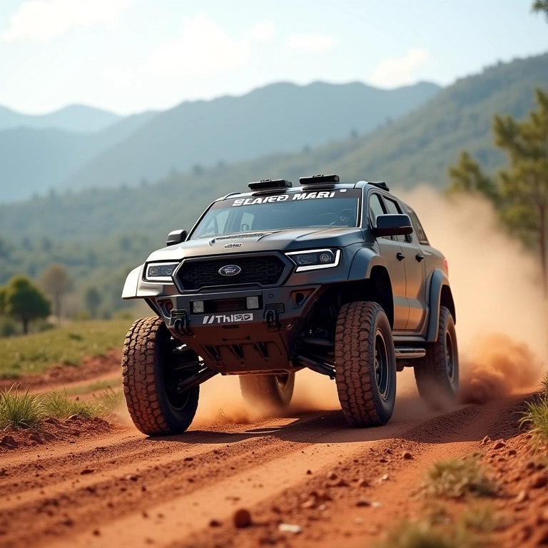 XRE 300 Rally em ação, saltando em uma estrada de terra, demonstrando sua capacidade off-road.