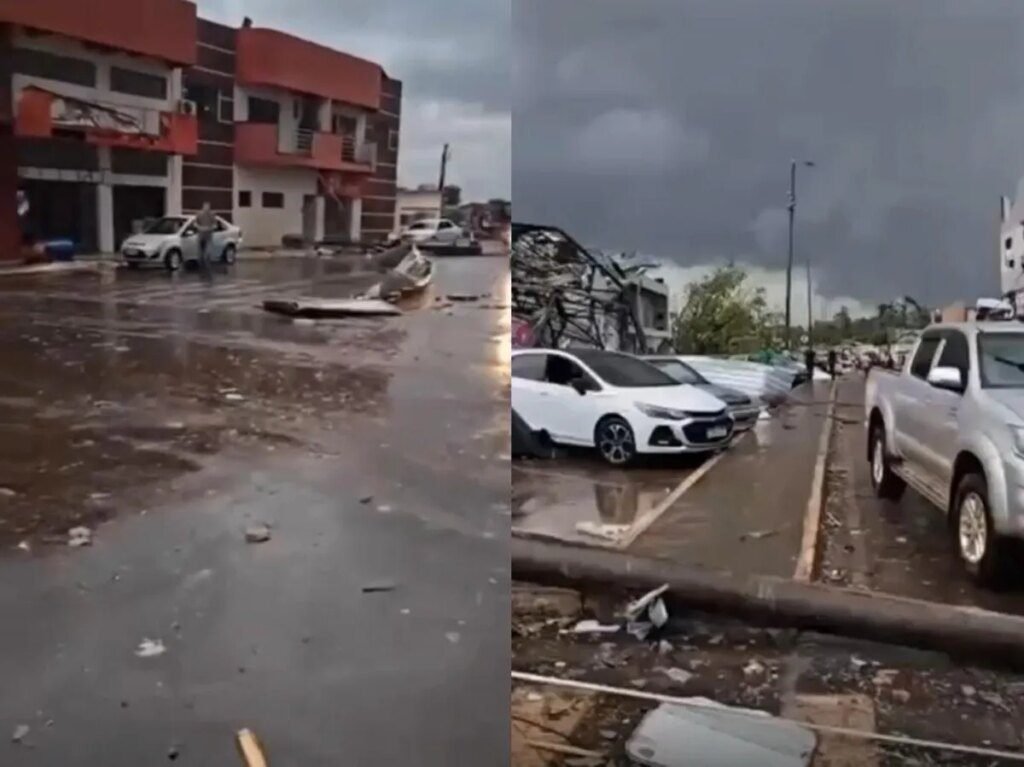 Tempestade causa danos em Rio Bonito do Iguaçu, Paraná Tempestade provoca estragos em Rio Bonito do Iguaçu, no Paraná