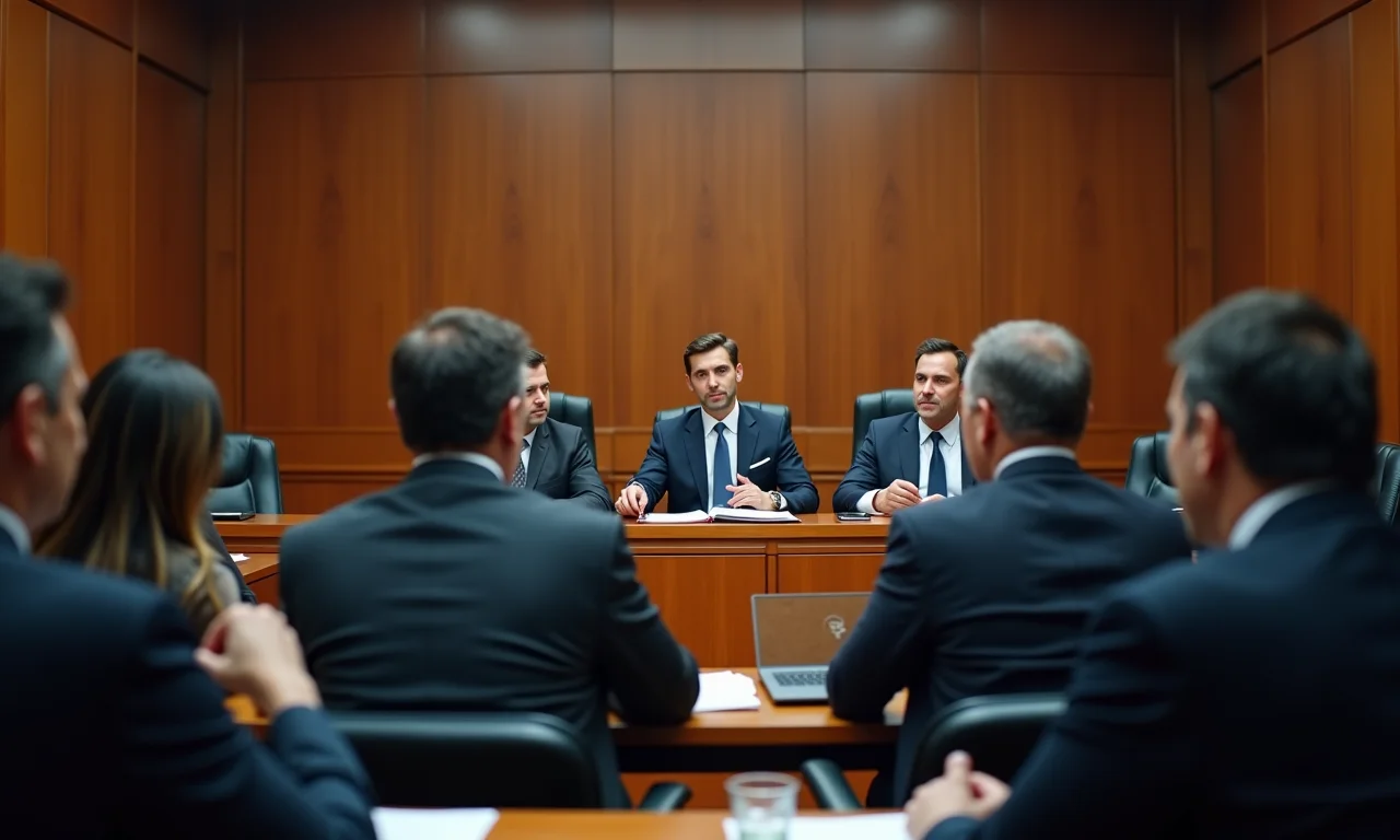 Advogados diversos discutindo implicações da legalização em tribunal brasileiro.