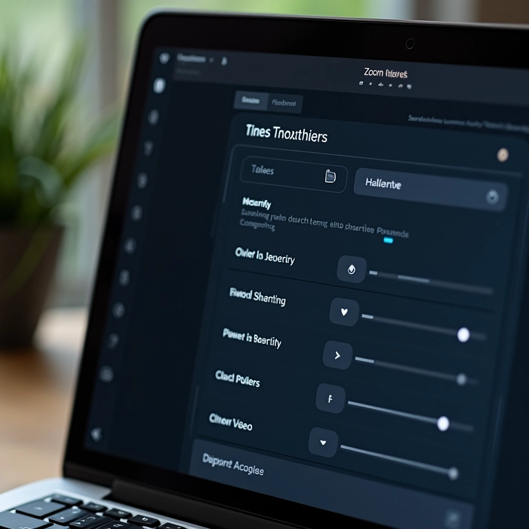 Ajustes de áudio e vídeo do Zoom em tela de laptop, foco nas opções de configuração.