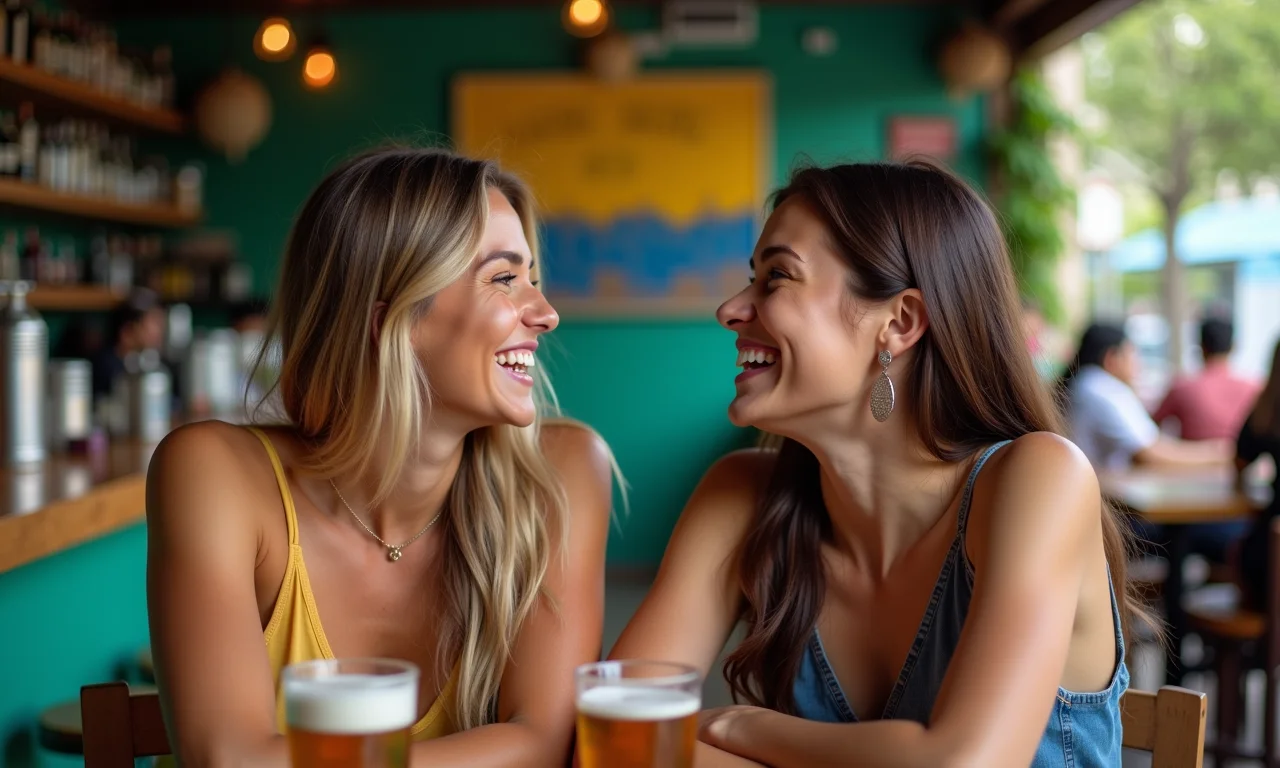 Amigos conversando informalmente em um bar, representando conversas informais.