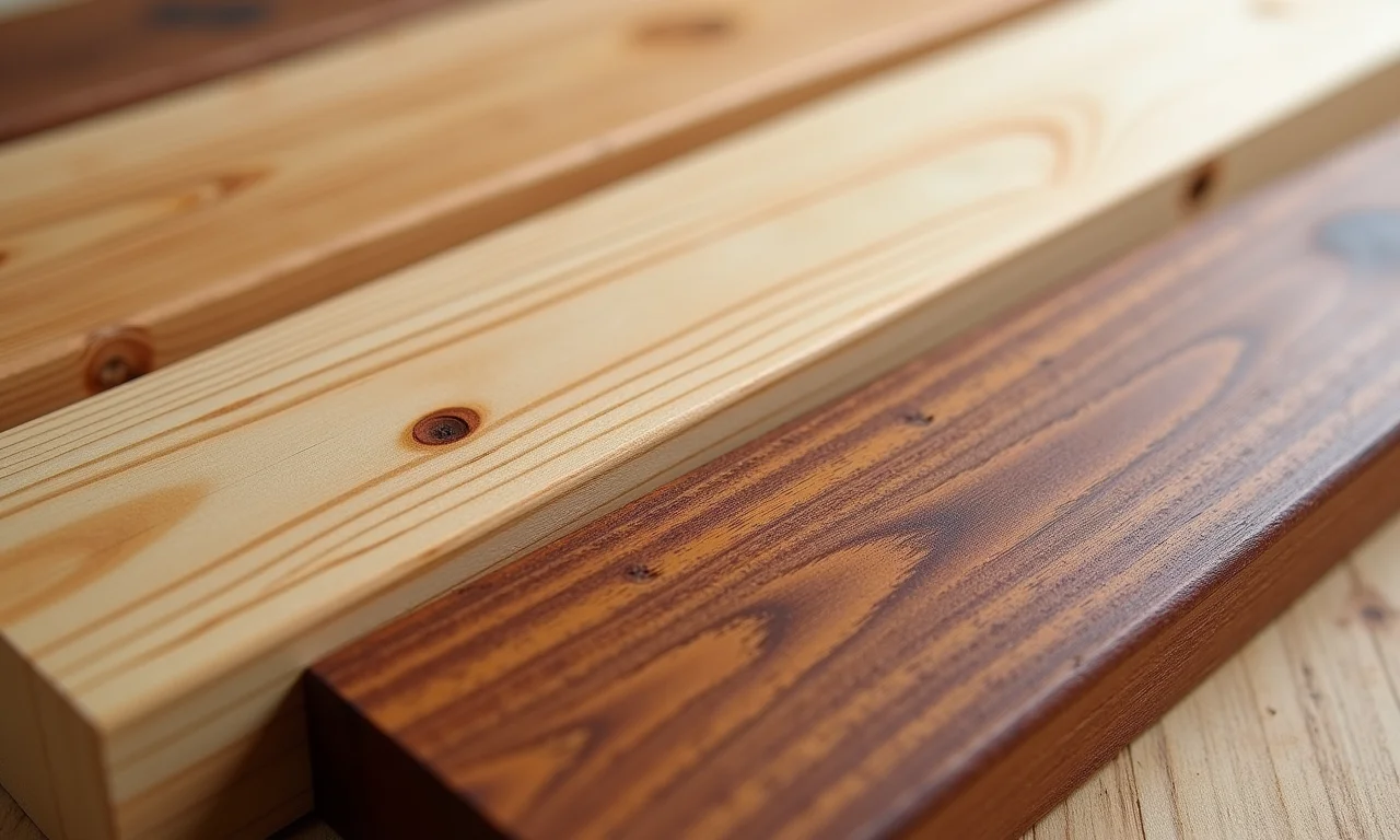 Amostras de madeira para construção de beliche.