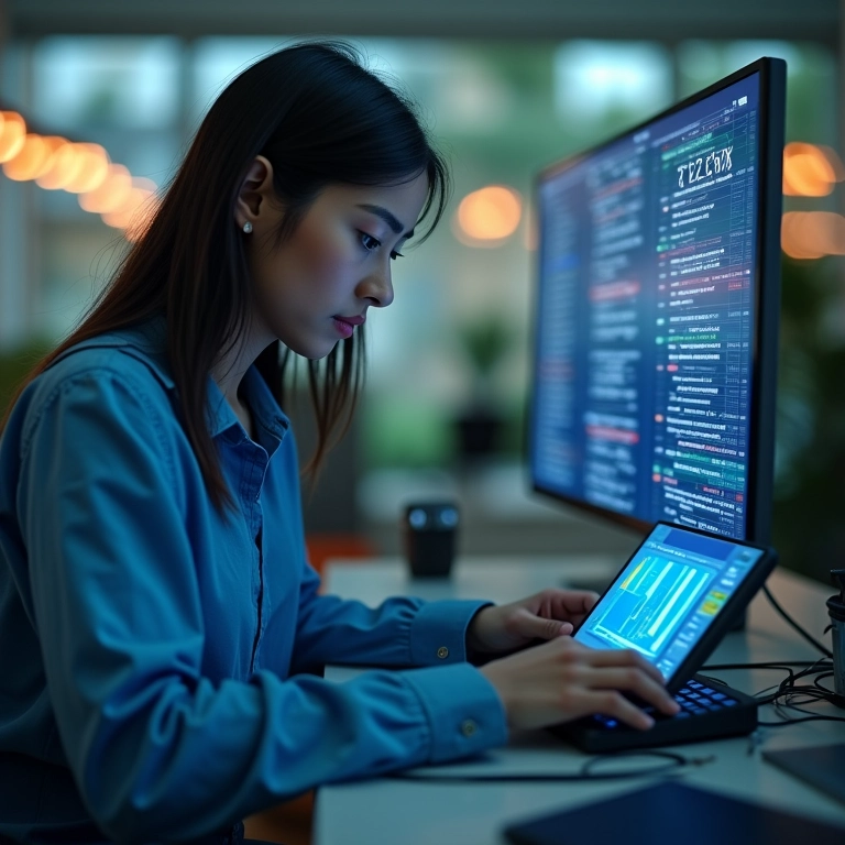 Analista de dados identificando transação fraudulenta com auxílio de IA.