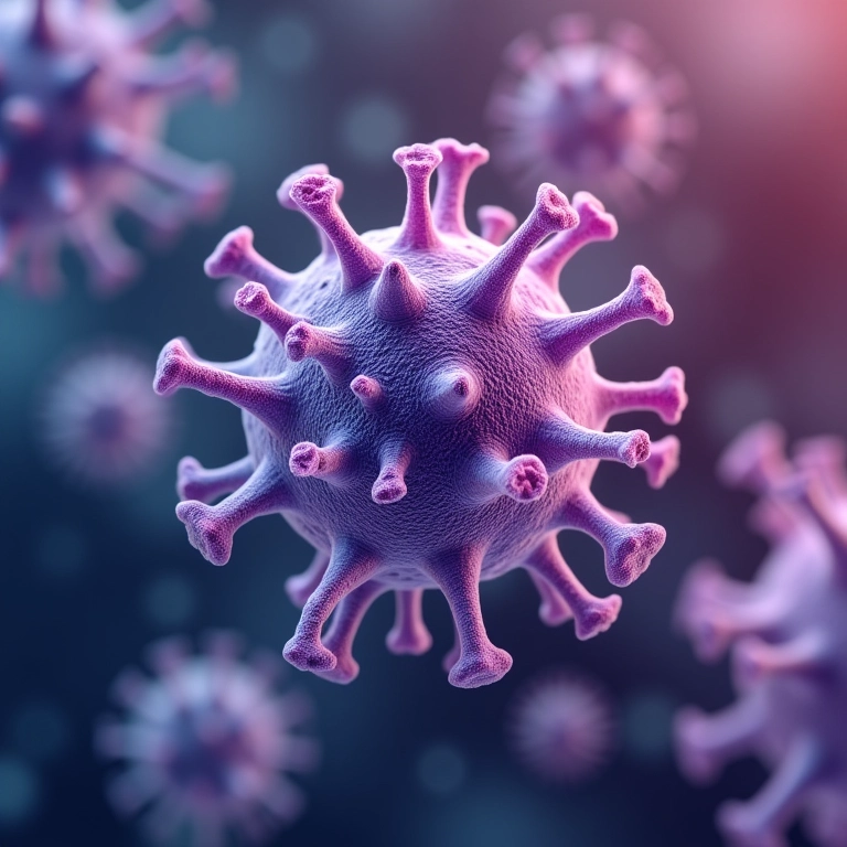 Anticorpo IgG neutralizando um vírus, com ligação clara do anticorpo.