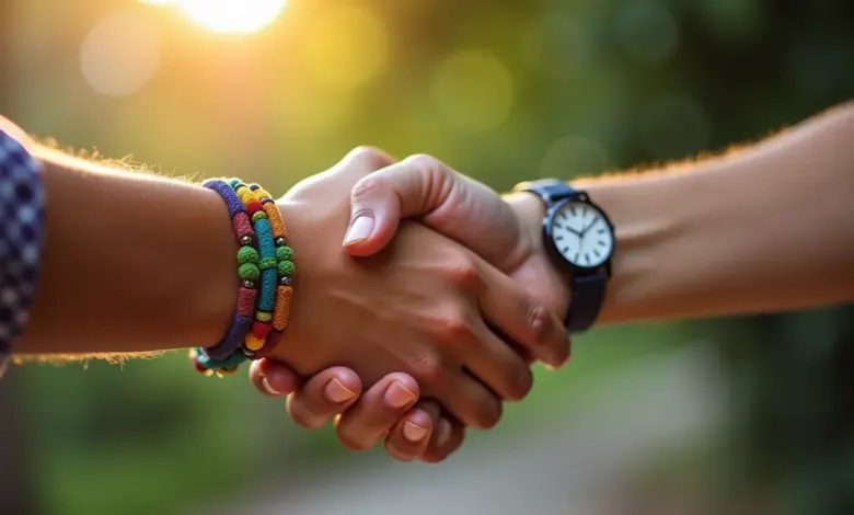 Aperto de mãos simbolizando amizade e confiança.
