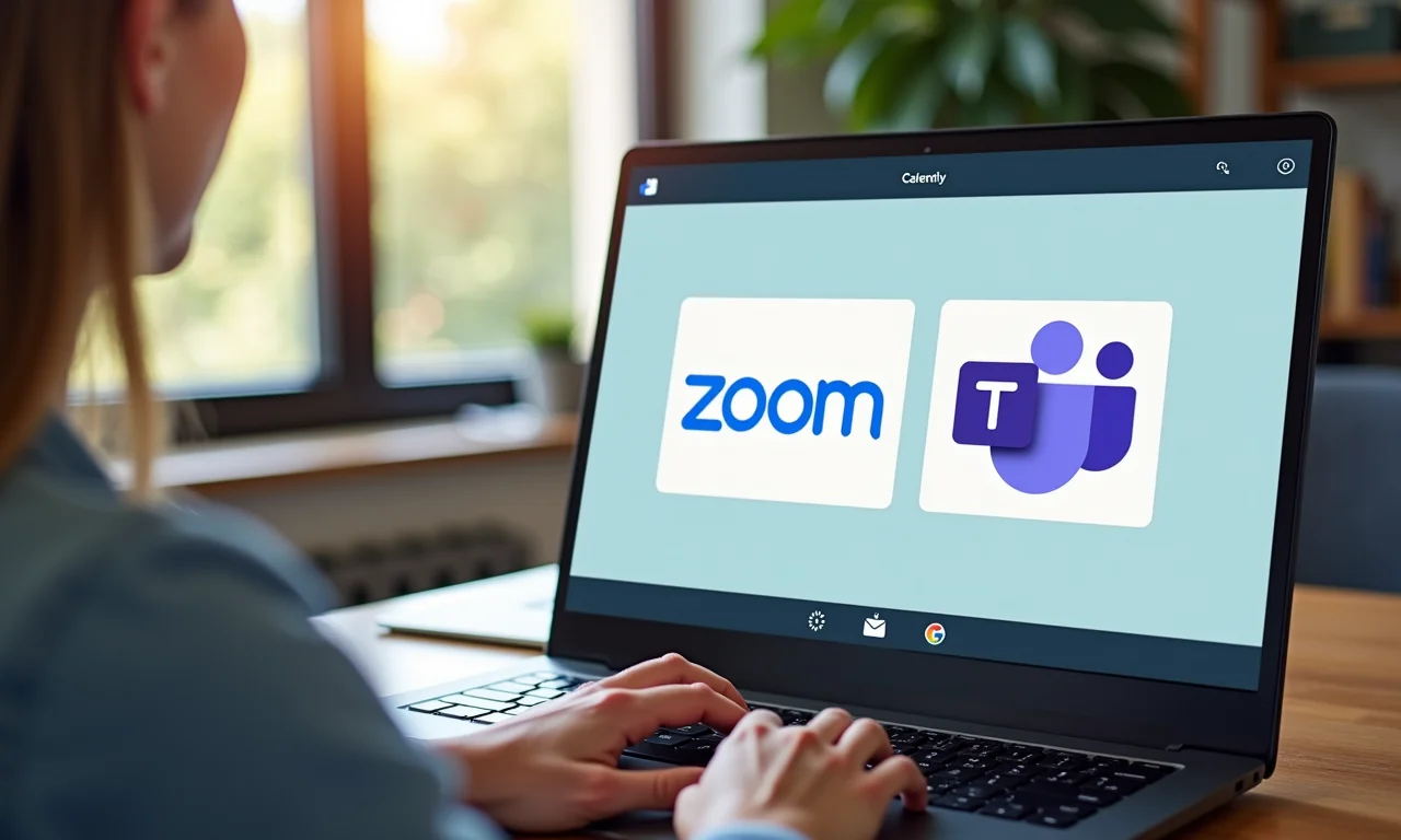 Calendly integrado com Zoom, Google Meet e Microsoft Teams, facilitando o agendamento de videoconferências.