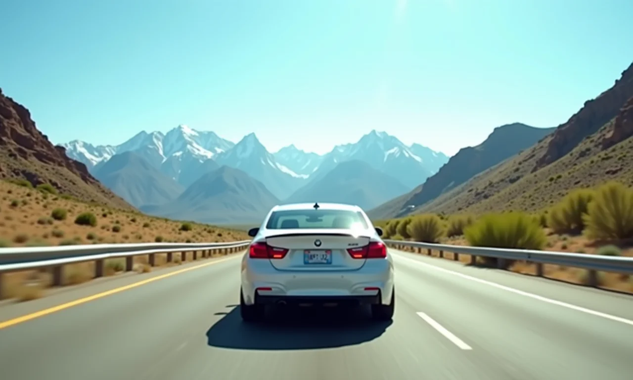 Carro 1.0 rodando em uma estrada, mostrando a capacidade de uso em viagens.