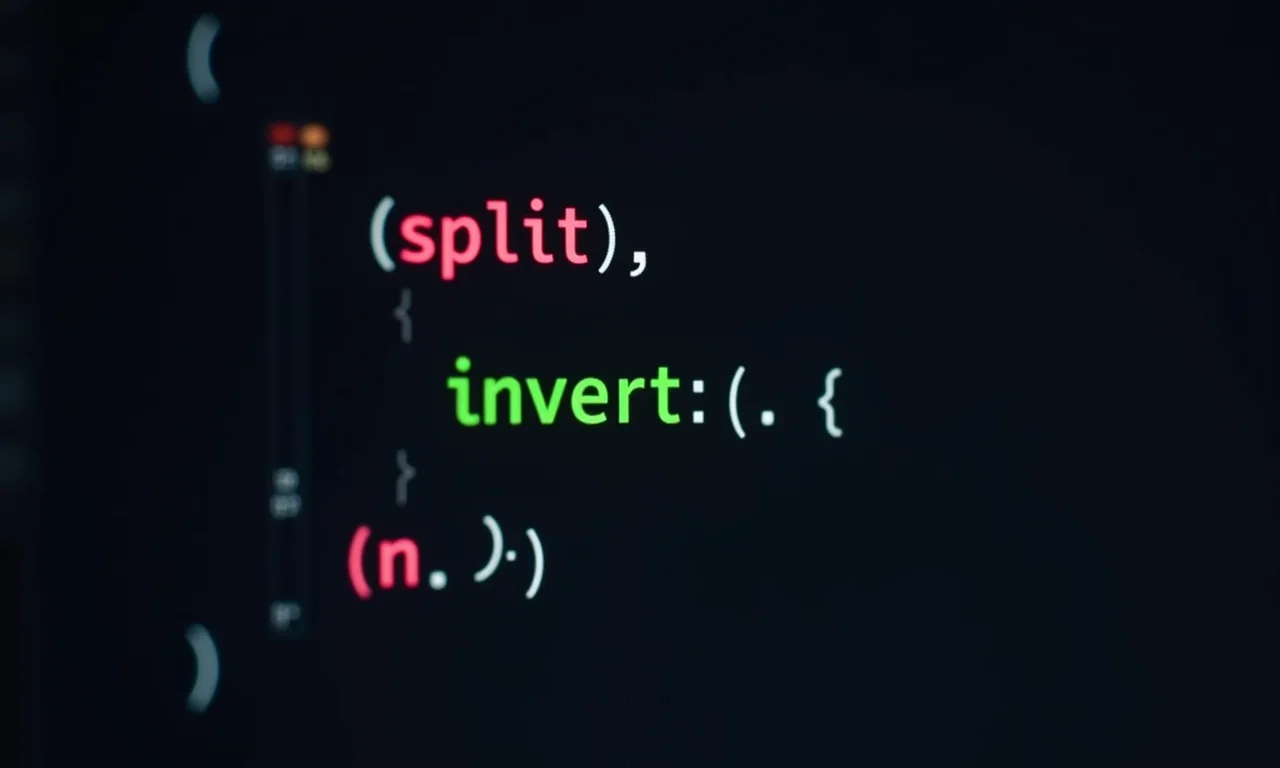 Código demonstrando 'split' e 'inverter' usados em conjunto.